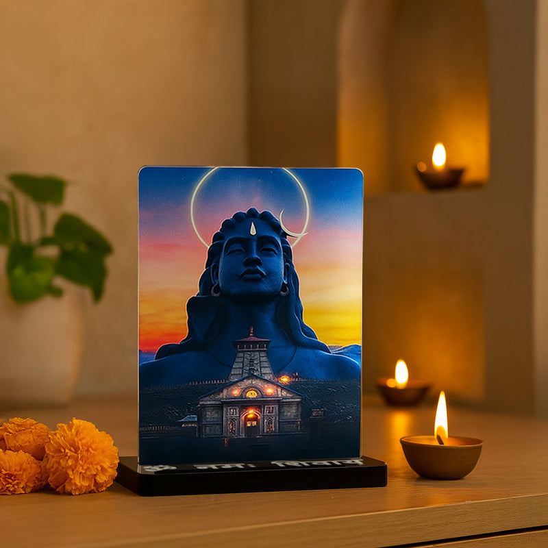 Mahadev Car Dashboard Stand – Om Namah Shivaya Acrylic Dashboard Decor with Adiyogi Shiva Design for Car, Home & Office | LoveCraftGifts™