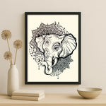 Ganesh Inspired Elephant Wall Art – Intricate Mandala Line Illustration | Love Craft Gifts