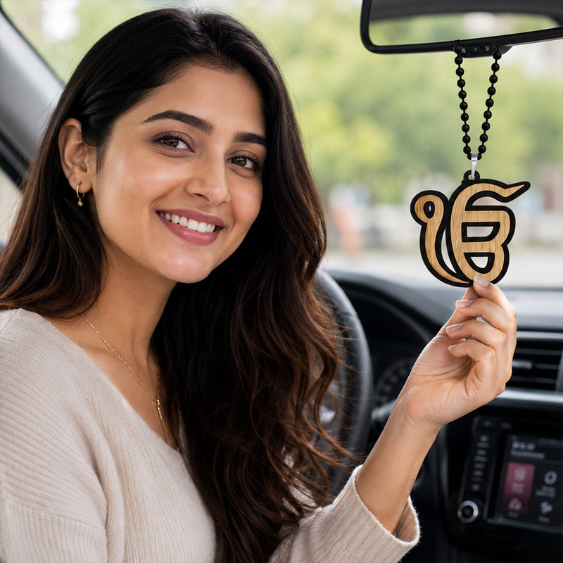 Personalized Ek Onkar Car Hanging with Custom Name | Spiritual Sikh Car Décor Gift for Men, Women & Family - 3x2.5" | Love Craft Gifts™