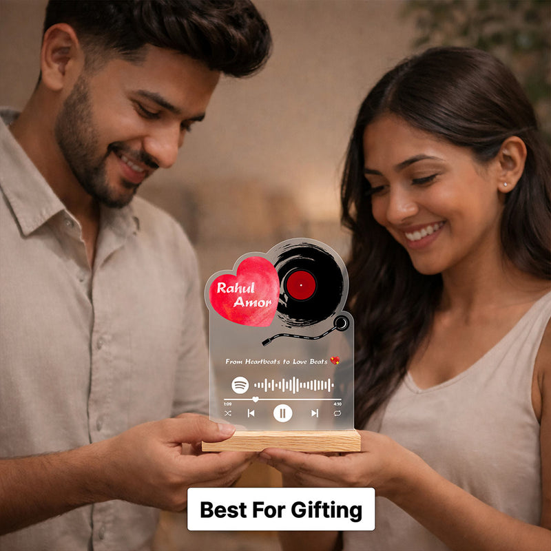 Spotify Acrylic Photo Stand | Personalized Music Plaque with Wooden Base | Love Craft Gifts™
