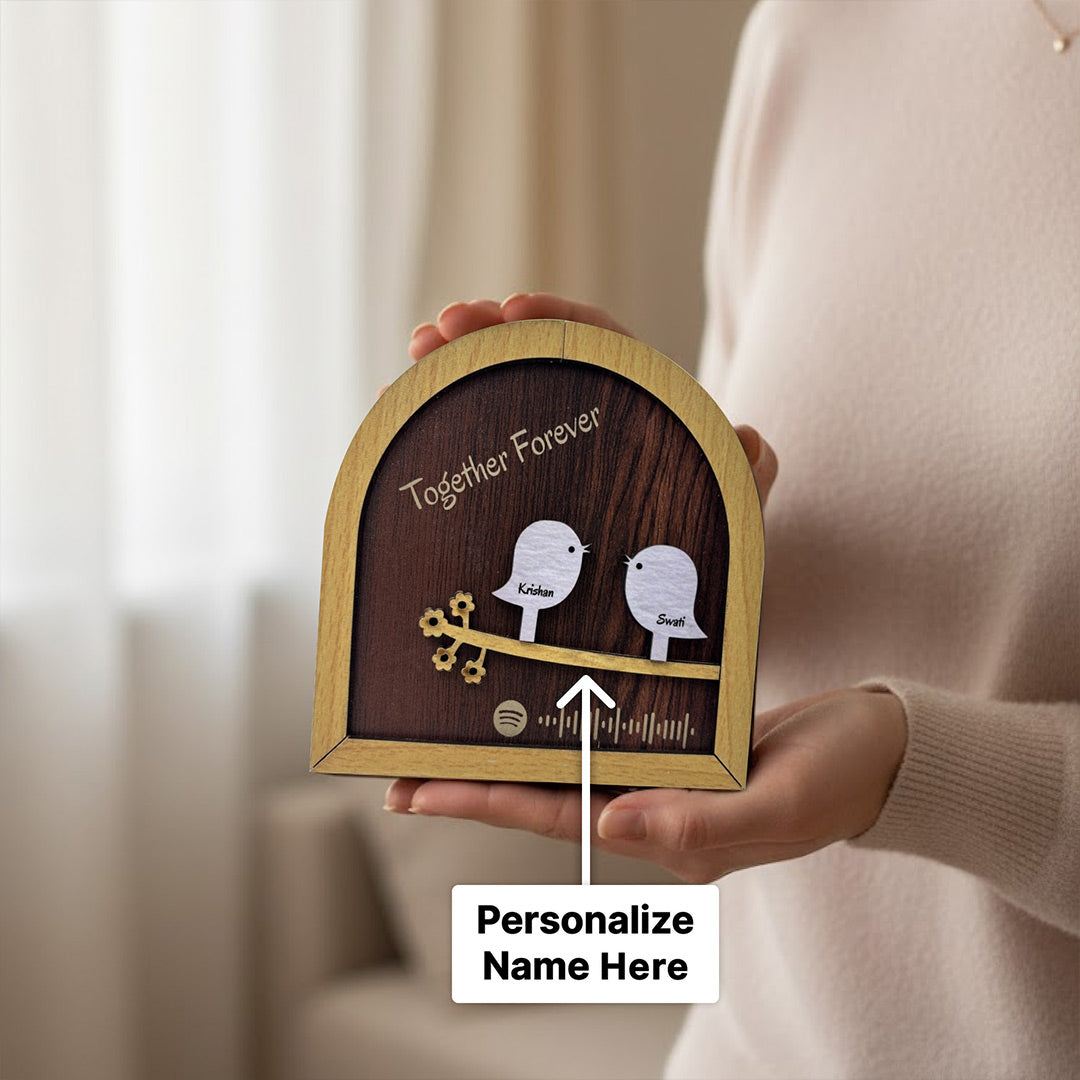 Personalized Couple Spotify Frame – Custom Song Code Wooden Table Top Frame (6x6 Inch) | Love Craft Gifts