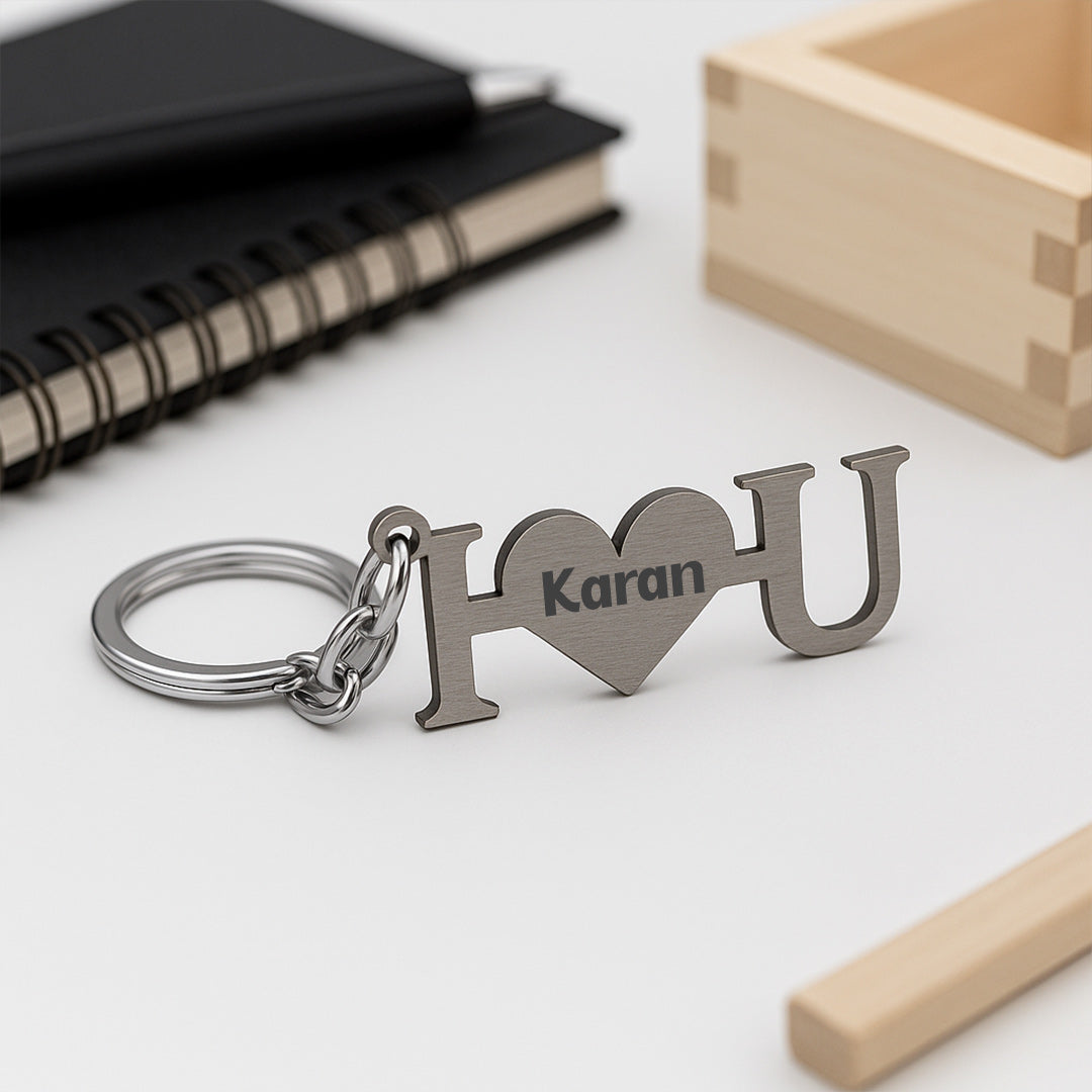 Personalized "I ❤️ U" Metal Keychain | Love Craft Gifts