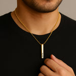Custom Name Pendant Necklace – Personalized Vertical Bar Jewelry for Men & Women | Love Craft Gifts