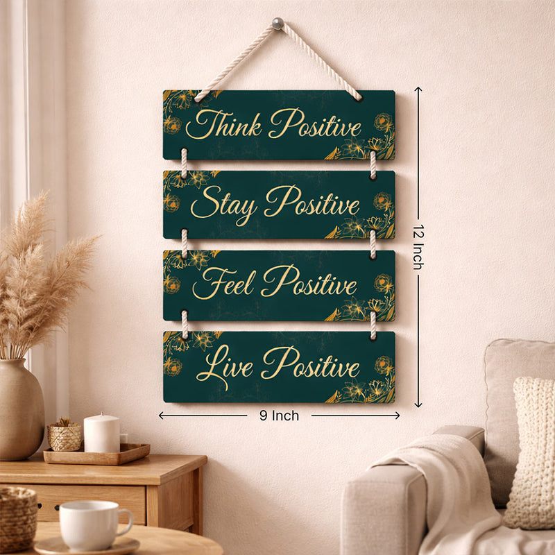 Think Positive Stay Positive Wall Hanging – Motivational Wooden Hanging Décor (12×9 Inch) | Love Craft Gifts