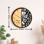 Personalized Butterfly Designer Wall Clock – Custom Name Wooden Couple Wall Clock (11 Inch) | Love Craft Gifts