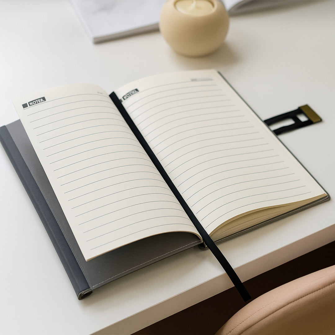 Personalized Grey Notebook with Metallic Buckle | Love Craft Gifts