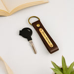 Personalized Leather Keychain with Golden Name Plate | Love Craft Gifts