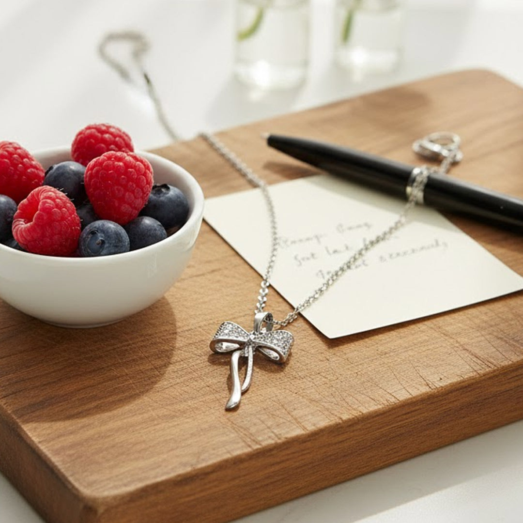 Bow Knot Pendant Necklace – Elegant Silver-Plated Jewelry for Women | Love Craft Gifts