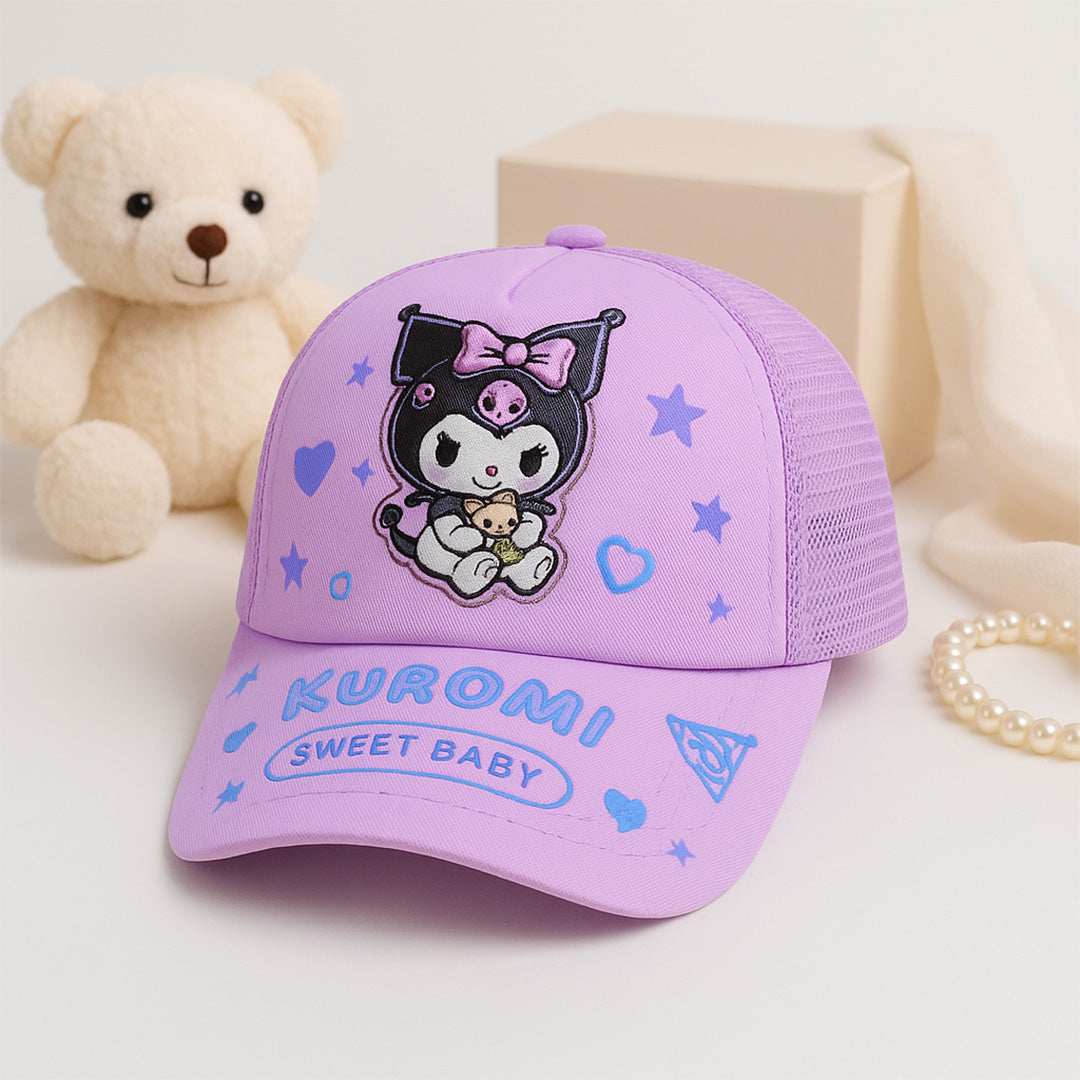 Cute Kids Cartoon Character Mesh Cap – Kuromi, Melody, Cinnamoroll (Adjustable & Breathable) | Love Craft Gifts