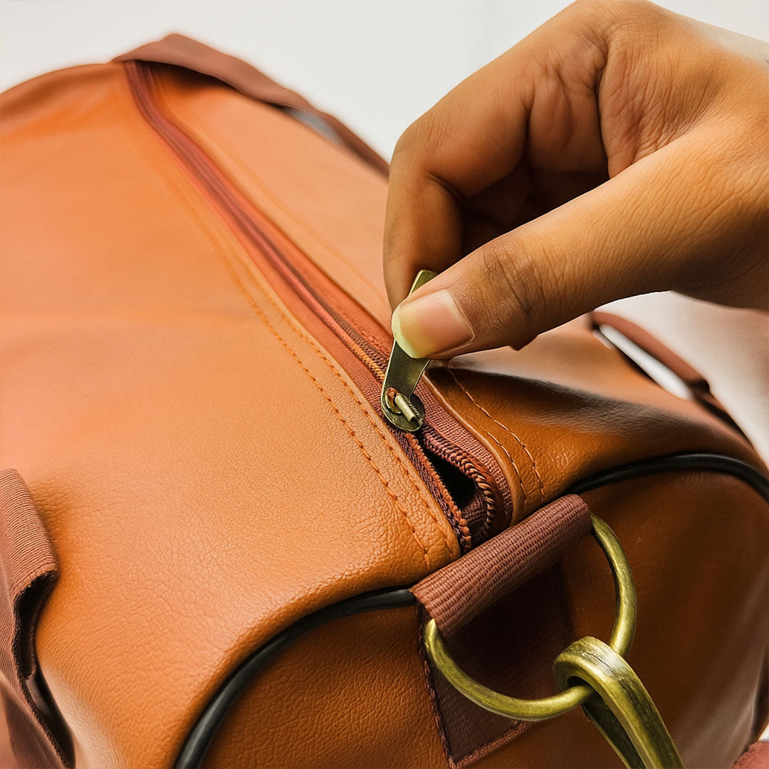 Custom Name Leather Duffel Bag – Personalized Travel & Gym Companion | Love Craft Gifts