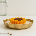 Sunflower Shaped Decorative Scented Candle – Gold Tray Floral Wax Gift | Love Craft Gifts