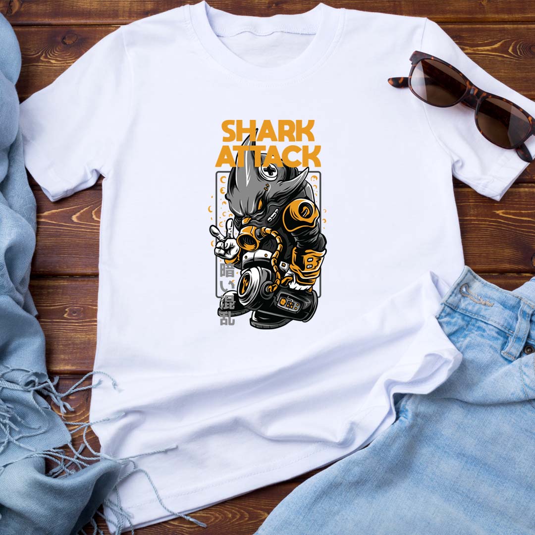 Shark Attack Printed T-shirt | Love Craft Gifts