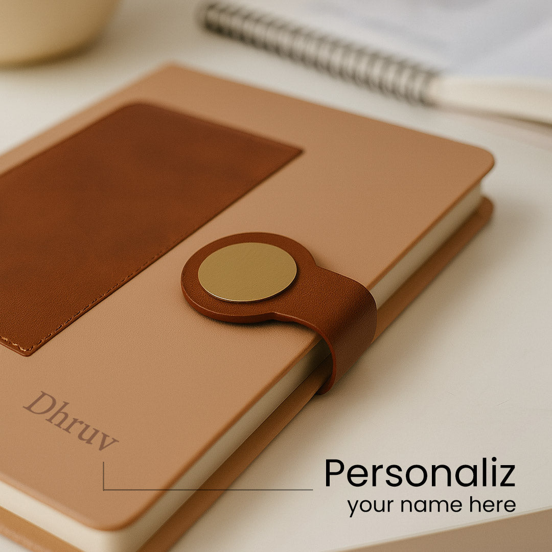 Custom Tan & Brown Leatherette Notebook | Love Craft Gifts