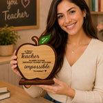 Personalized Teacher Appreciation Wooden Table Top 7x6" | Custom Teacher Thank You Gift Stand for Teachers Day & Farewell | Love Craft Gifts™