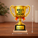 Personalized World’s Best Teacher Trophy Gift 7x5.5 Inch | Custom Name Teacher Appreciation Wooden Trophy | Love Craft Gifts™