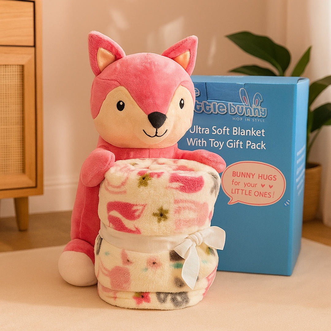 Teddy-Hug Baby Blanket Set | Super Soft Fleece Comforter with Plush Toy | Love Craft Gifts