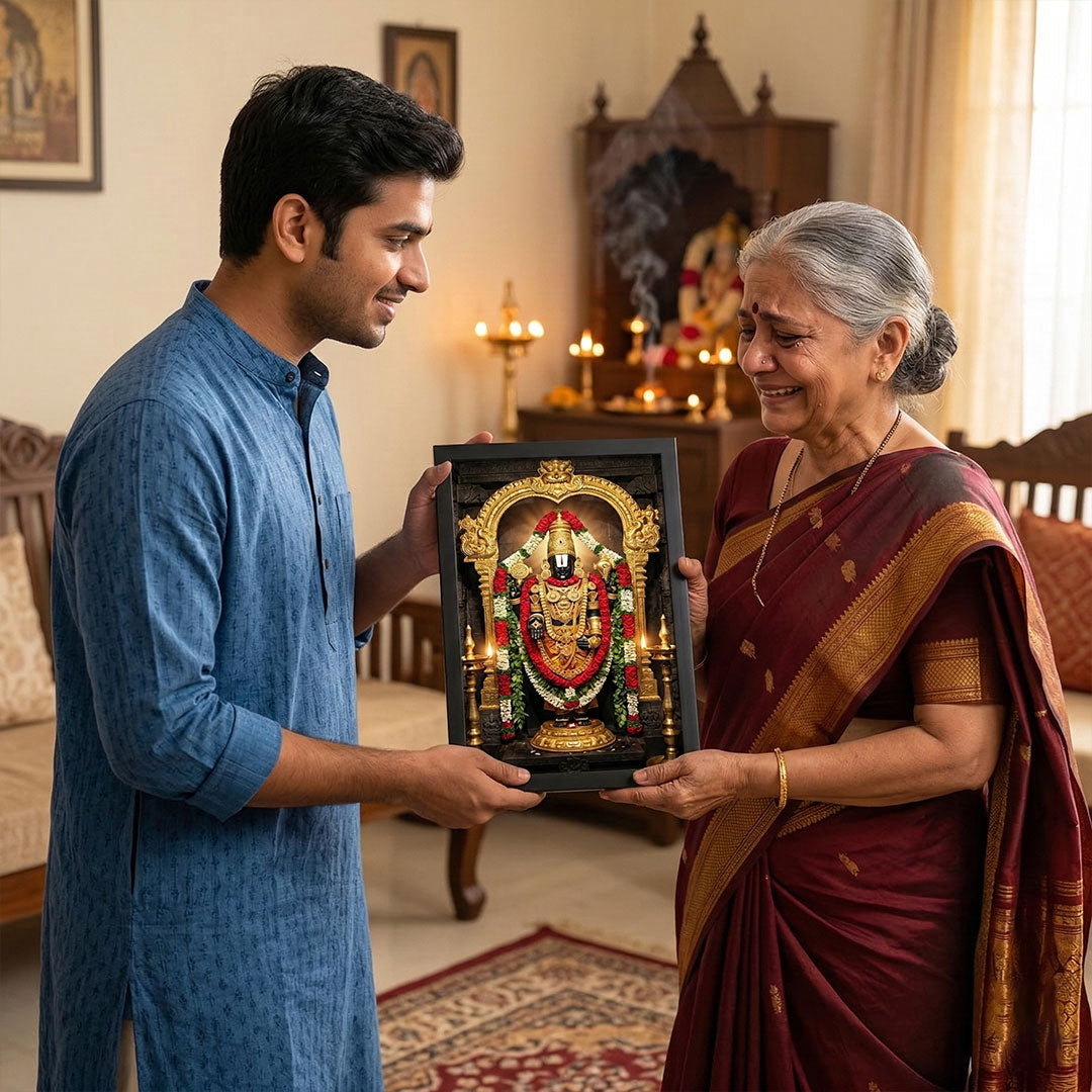 Lord Venkateswara Balaji Spiritual Wall Frame – Tirupati Balaji Devotional Temple Wall Art | Love Craft Gifts