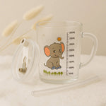 Personalized Elephant Glass Jar with Handle & Straw – 400ml Baby Drinkware | Love Craft Gifts