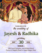 Personalized Illustrated Hindu Wedding Invitation Card | Custom Couple Names, Wedding Date & Venue Details | Traditional Shubh Vivaah Digital E-Invite for WhatsApp | Love Craft Gifts™