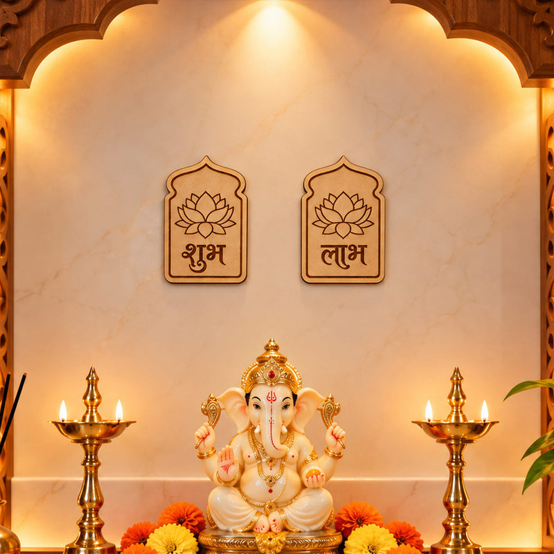 Traditional Shubh Labh Lotus Decor | Diwali Home Entrance Wall Set | Love Craft Gifts™