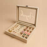 Personalized Beige Velvet Jewellery Organizer Box with Jewellery (According to Availability)| Love Craft Gifts