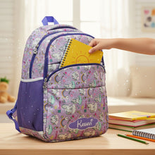 Personalized Kids Backpack With Name – Purple Unicorn Print School Bag for Girls