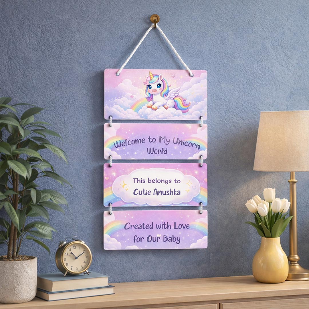 Personalized Unicorn Kids Name Wall Hanging | Love Craft Gifts