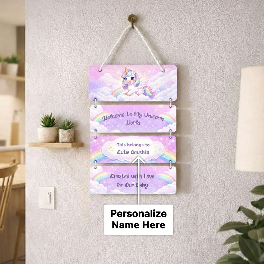 Personalized Unicorn Kids Name Wall Hanging | Love Craft Gifts
