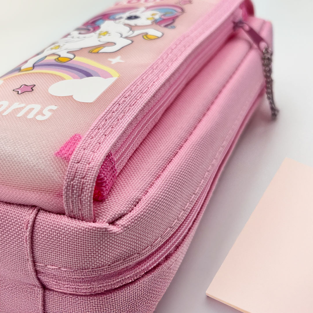Personalized Unicorn & Solid Color Pencil Pouches – Pink & Blue | Love Craft Gifts