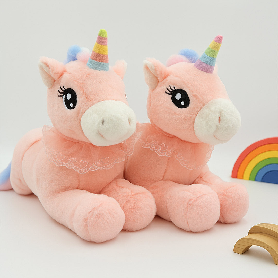 Pink Unicorn Plush Toy – Soft Stuffed Animal with Rainbow Mane & Wings | Love Craft Gifts