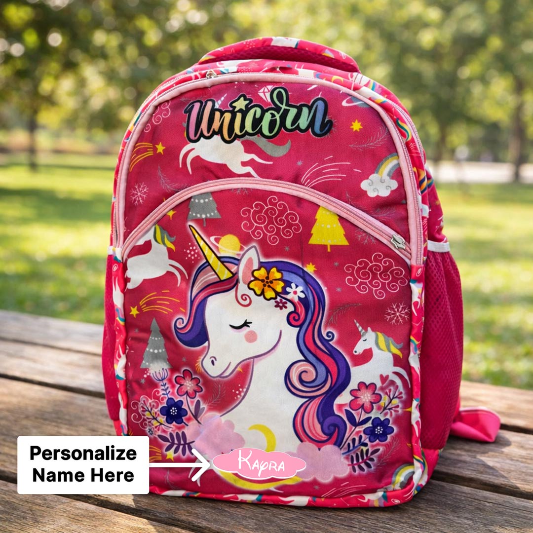 Personalized Unicorn School Backpack for Girls – Custom Name Kids Bag | Love Craft Gifts