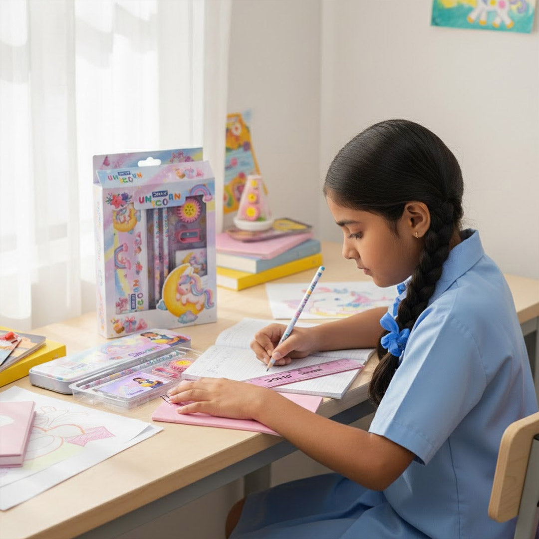 Personalized Kids Unicorn Stationery Combo Set | Custom Name & Photo