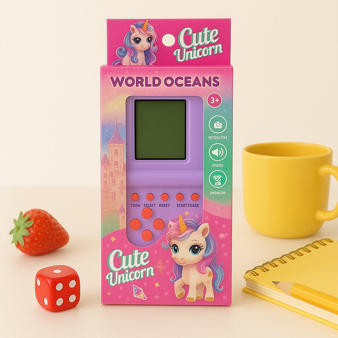 Personalized Unicorn Brick Game Console – Retro Handheld Game for Kids | Love Craft Gifts