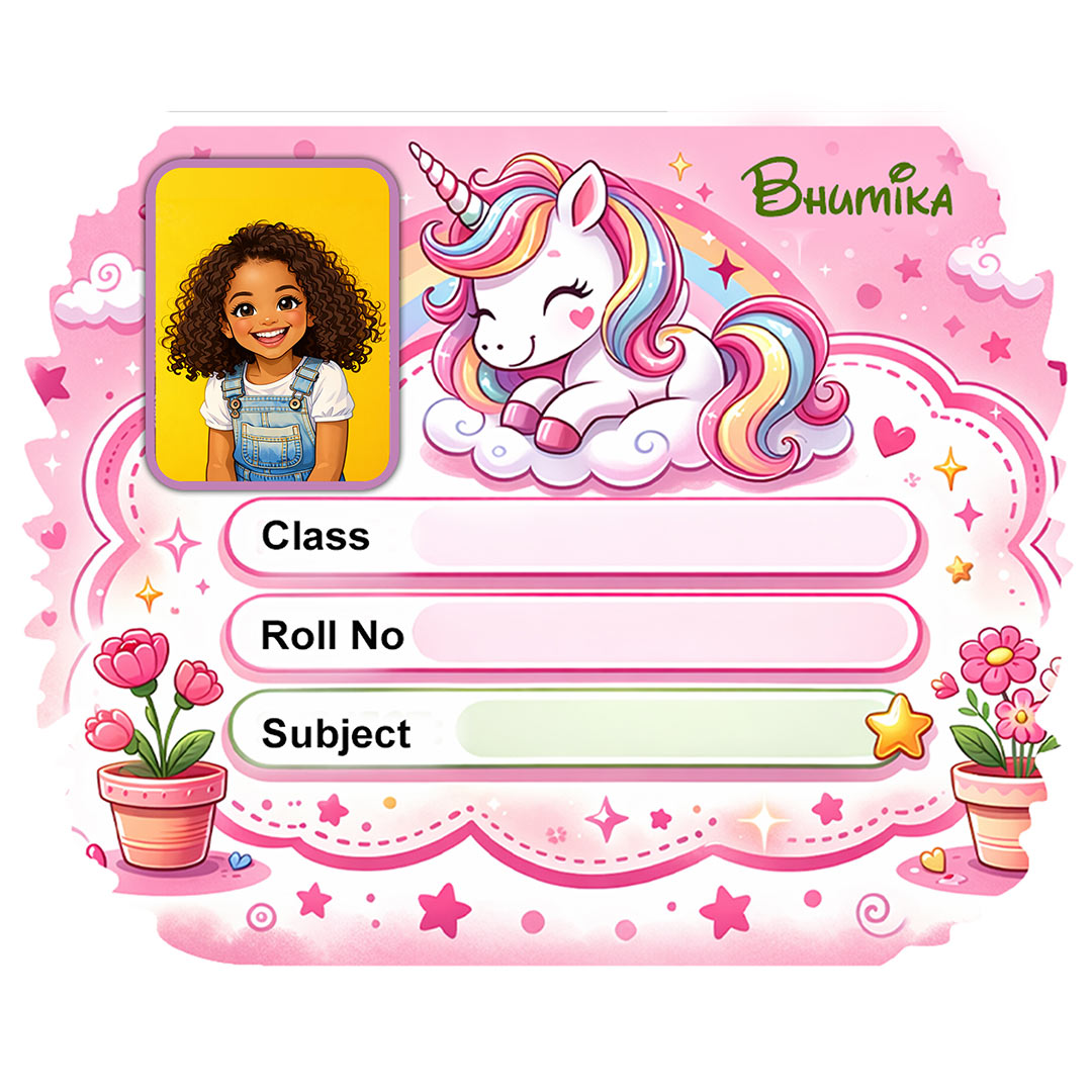 Personalized Rainbow Unicorn Garden Kids Name Slips (2x3 Inch, 28 Stickers) – Custom Name & Photo School Labels | Love Craft Gifts