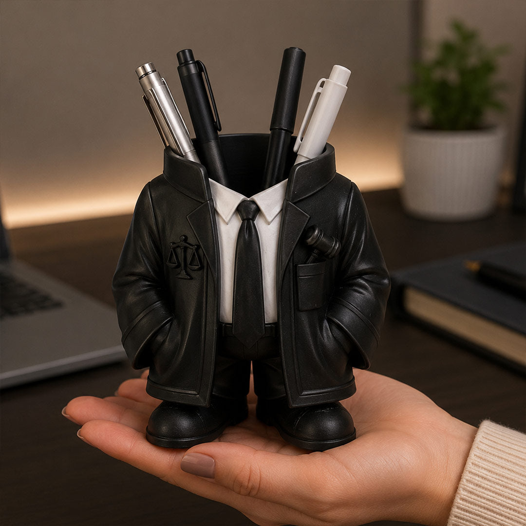 Personalized Advocate Coat Pen Stand with Custom Name | Unique Desk Organizer Gift for Lawyers, Judges & Legal Professionals | Love Craft Gifts™