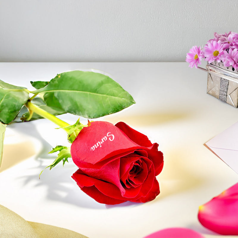 Personalized Real Red Rose with Custom Name – Elegant & Everlasting Gift