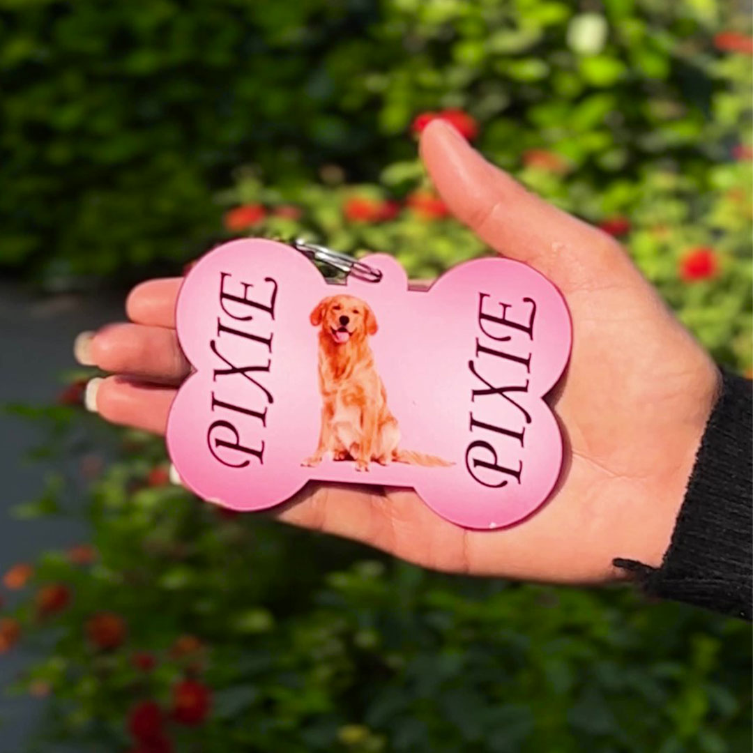 Customized Wooden Dog Name Tag - Bone