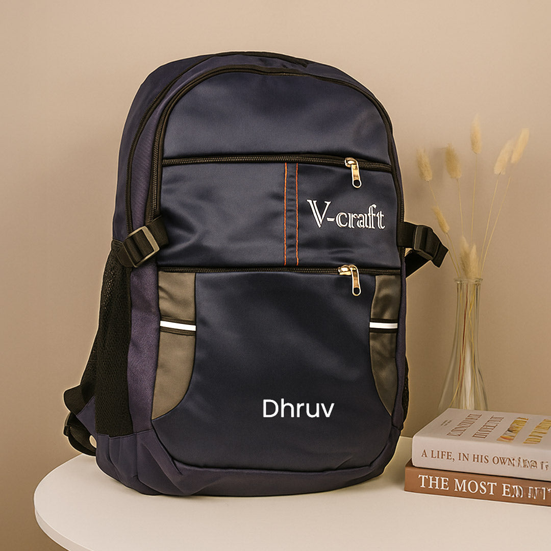 Personalized Navy Blue Backpack with Name – Lightweight Daily Use Bag for School, Travel & Work | Love Craft Gifts