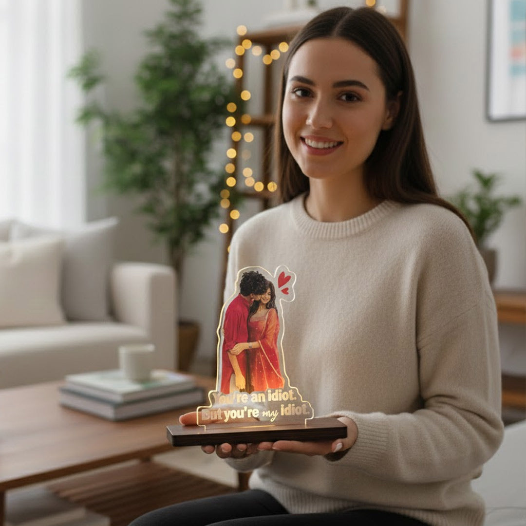 Personalized Couple Acrylic LED Lamp (5 × 7 Inch) | Love Craft Gifts