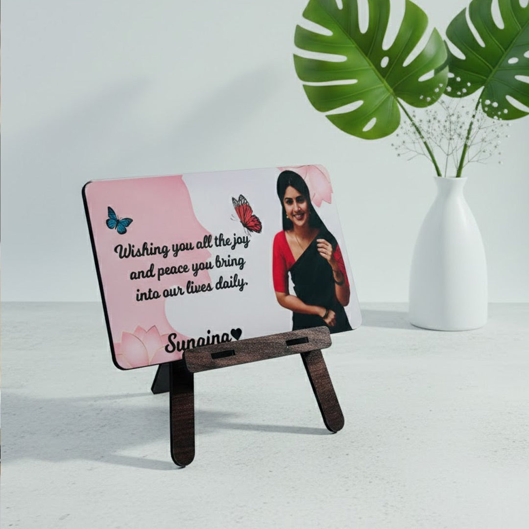 Personalization Stand Personalized Photo & Message Mini Table Stand (7×4 Inch) | Love Craft Gifts