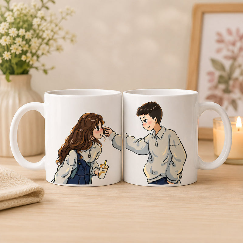 Valentine's Day Couple Mug Set | Cute Cartoon Coffee Mugs | Love Craft Gifts™