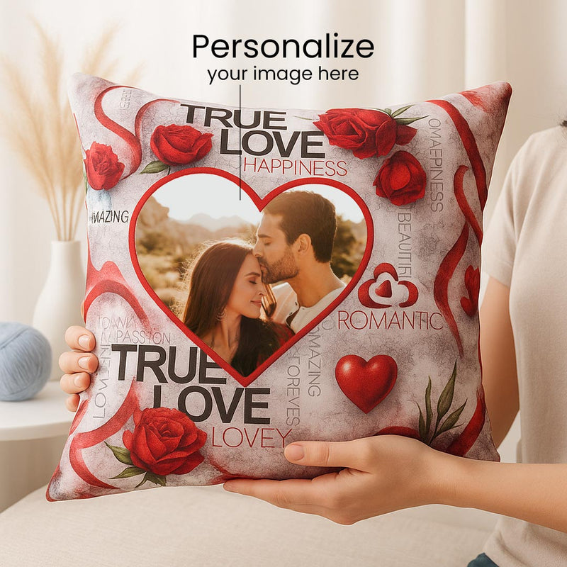 True Love Personalized Photo Cushion (10x10) | Love Craft Gifts