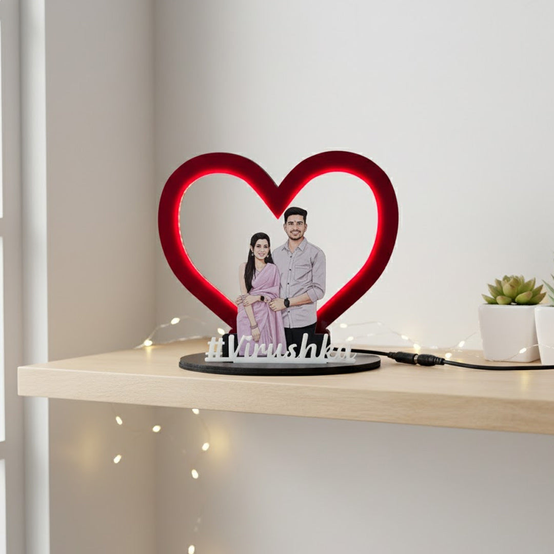 Personalized Warm Light Heart Couple Frame – 7×8.5"