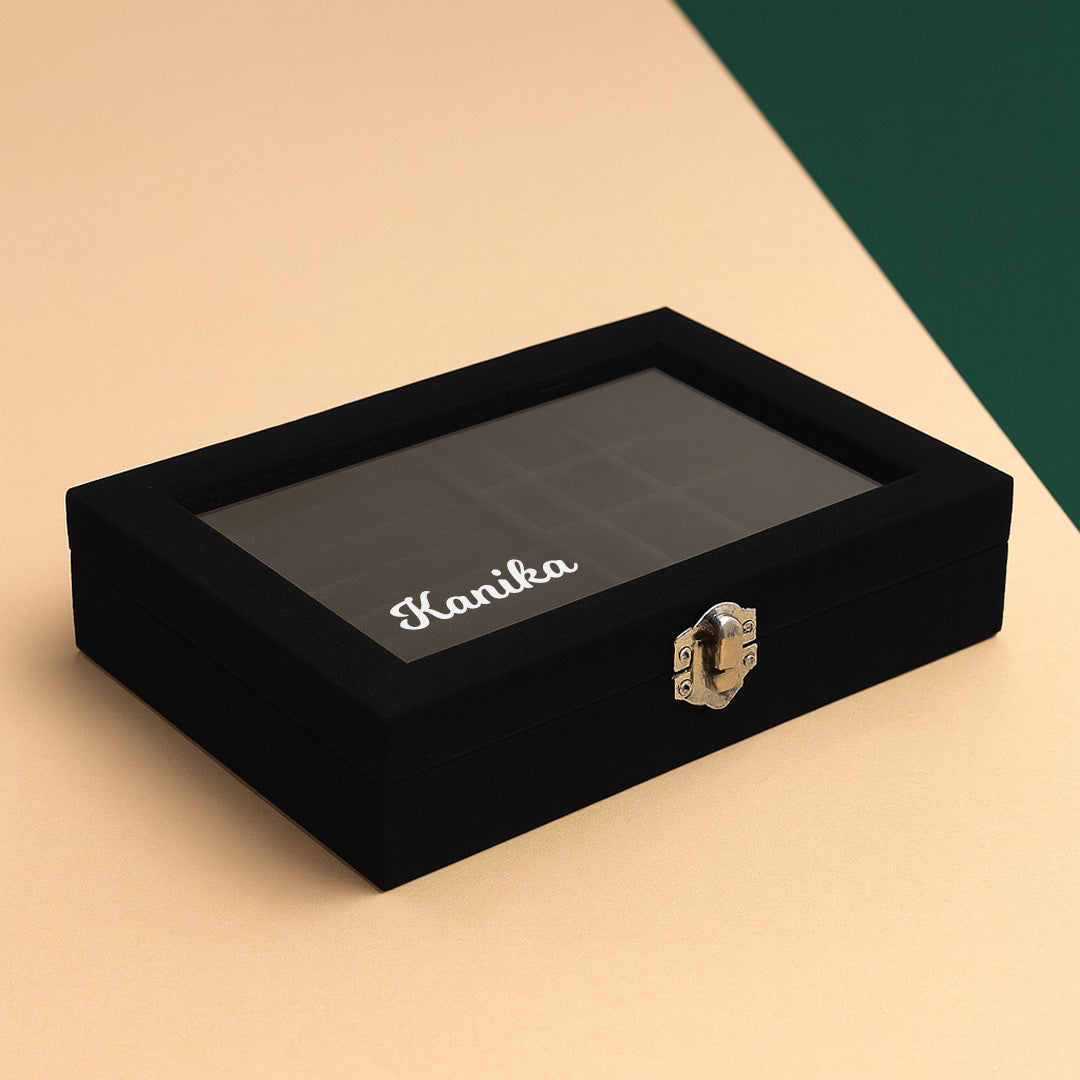Black Velvet Jewellery Organizer Box | Love Craft Gifts