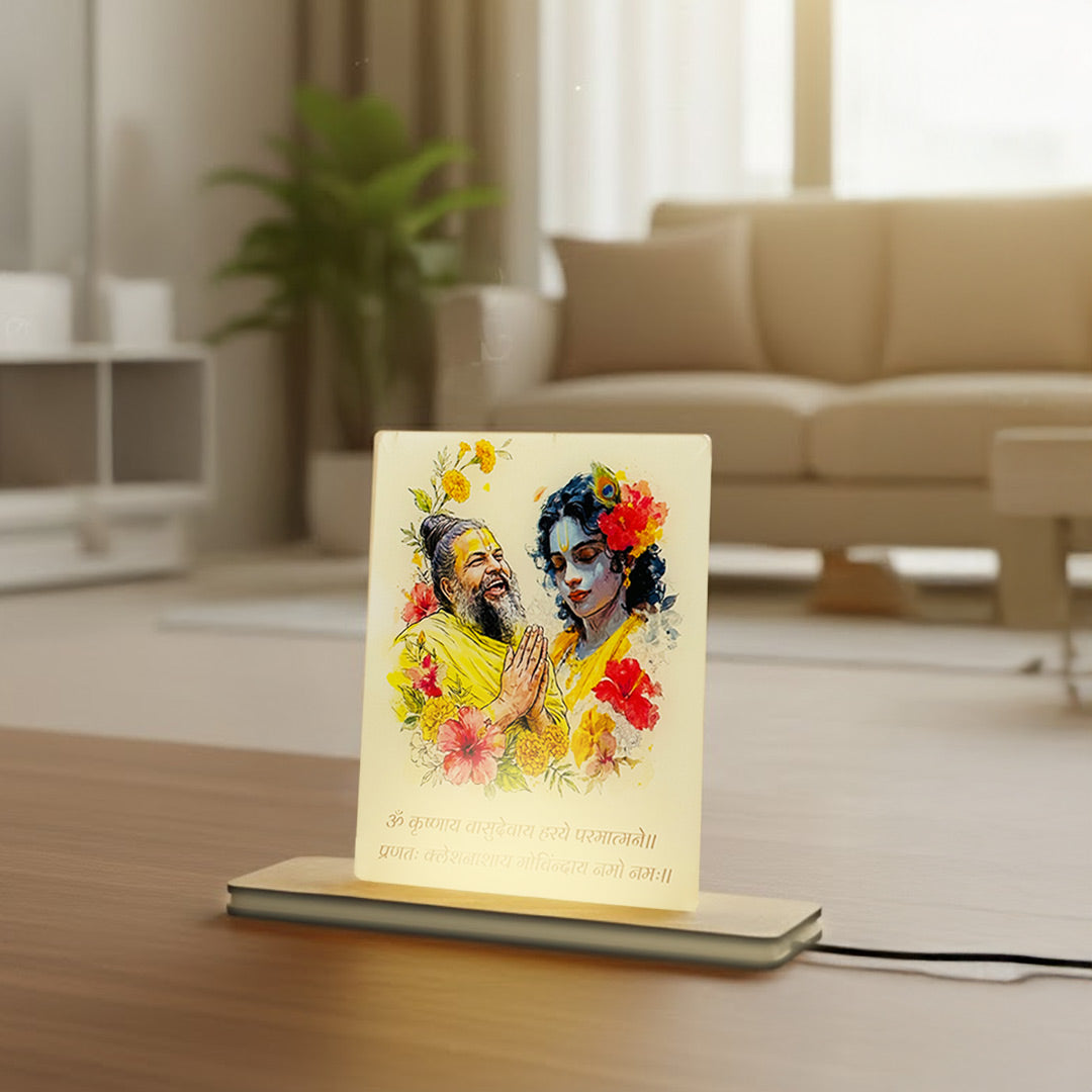 Premanand Maharaj LED Acrylic Lamp with Warm Light (5 × 6.5 Inch) | Love Craft Gifts