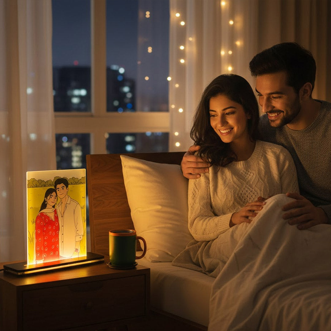 Personalized Couple LED Photo Lamp (5×6 Inch, Warm White Light) | Love Craft Gifts