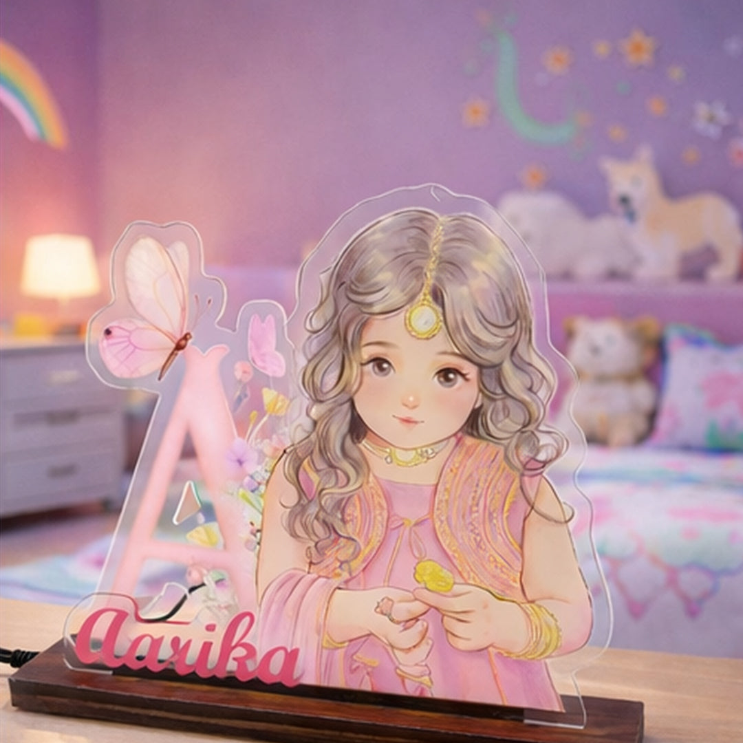 Personalized Kids Alphabet Name Acrylic LED Lamp (9×8 Inch) | Love Craft Gifts