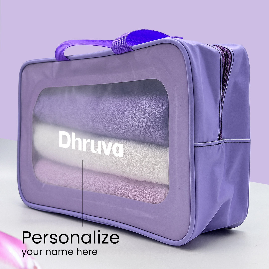 Personalized Purple Travel & Storage Bag with Transparent Window | Love Craft Gifts