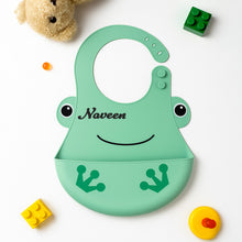 Frog-Themed Personalized Silicone Baby Bib