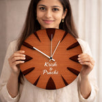 Personalized Couple Name Wooden Wall Clock – Custom Engraved 11 Inch Decorative Wall Clock | Love Craft Gifts
